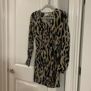 Animal print faux wrap dress